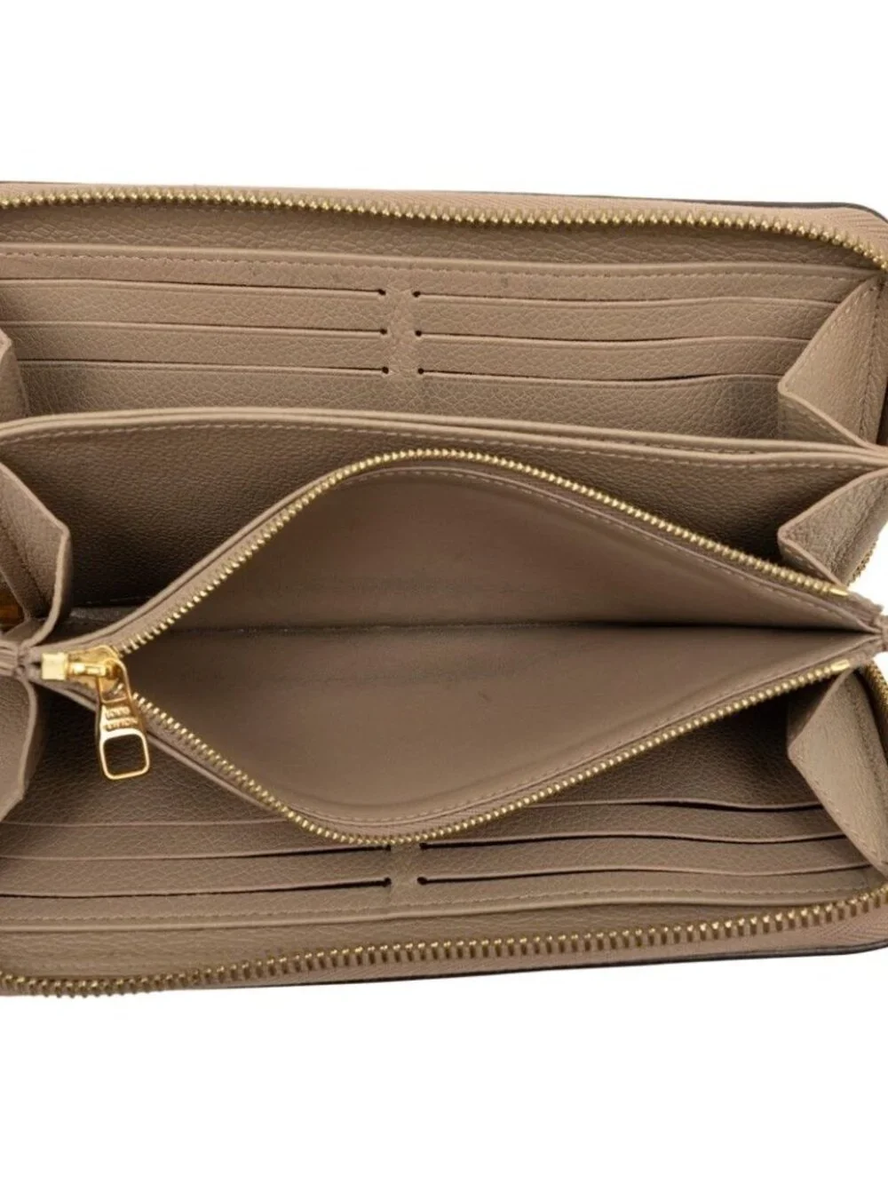 Louis Vuitton Monogram Empreinte Zippy Wallet Zip Around Tartrail Cream Beige